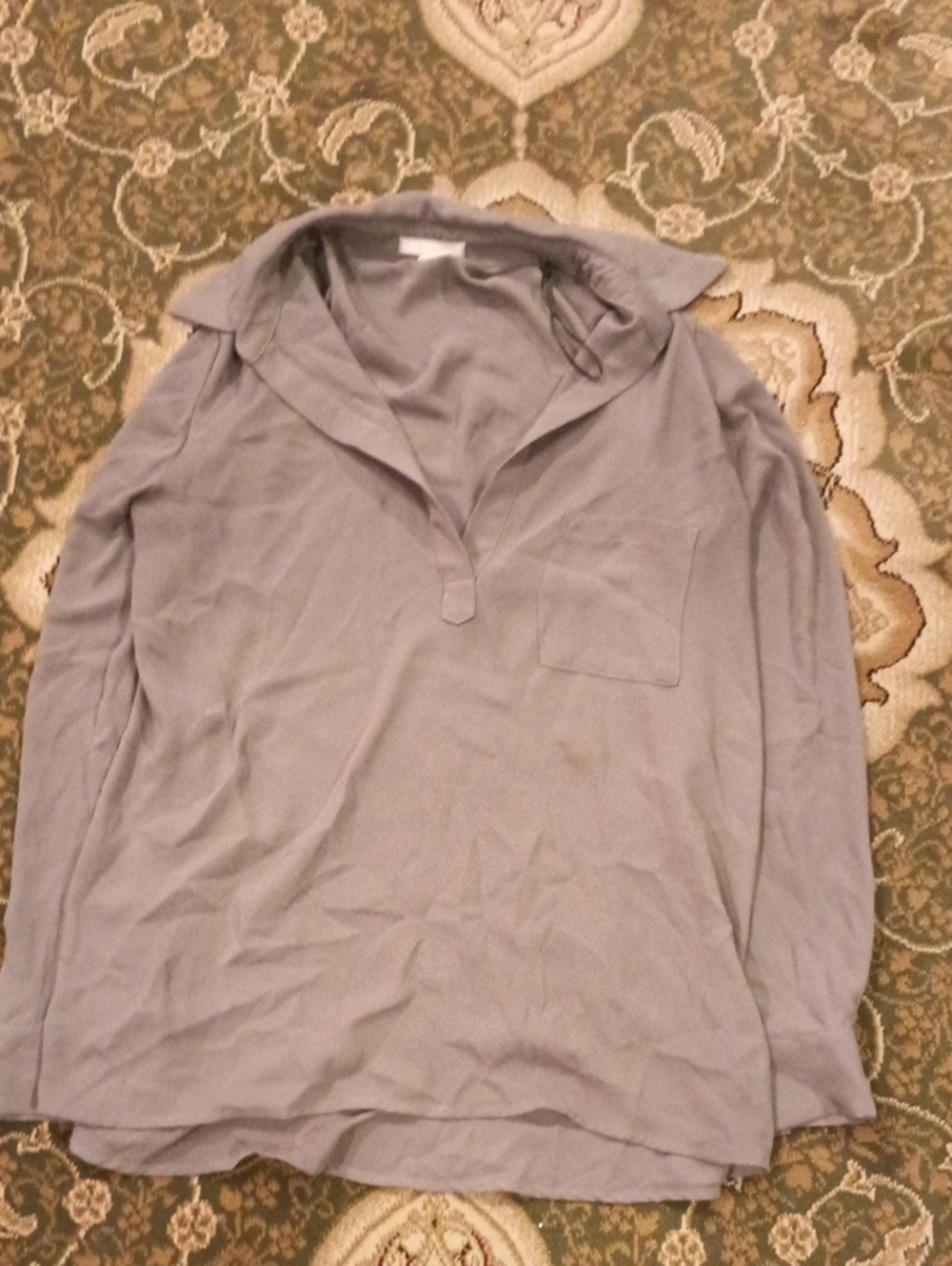 Light Lavender Pullover Shirt with Polo Collar